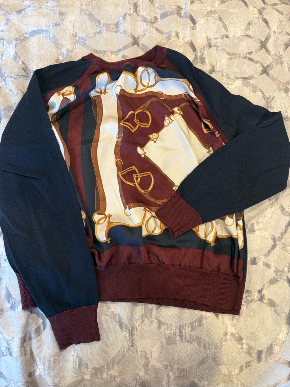 Lauren Ralph Lauren Navy, Burgundy & Cream Chain-Print Pullover - Picture 2 of 2